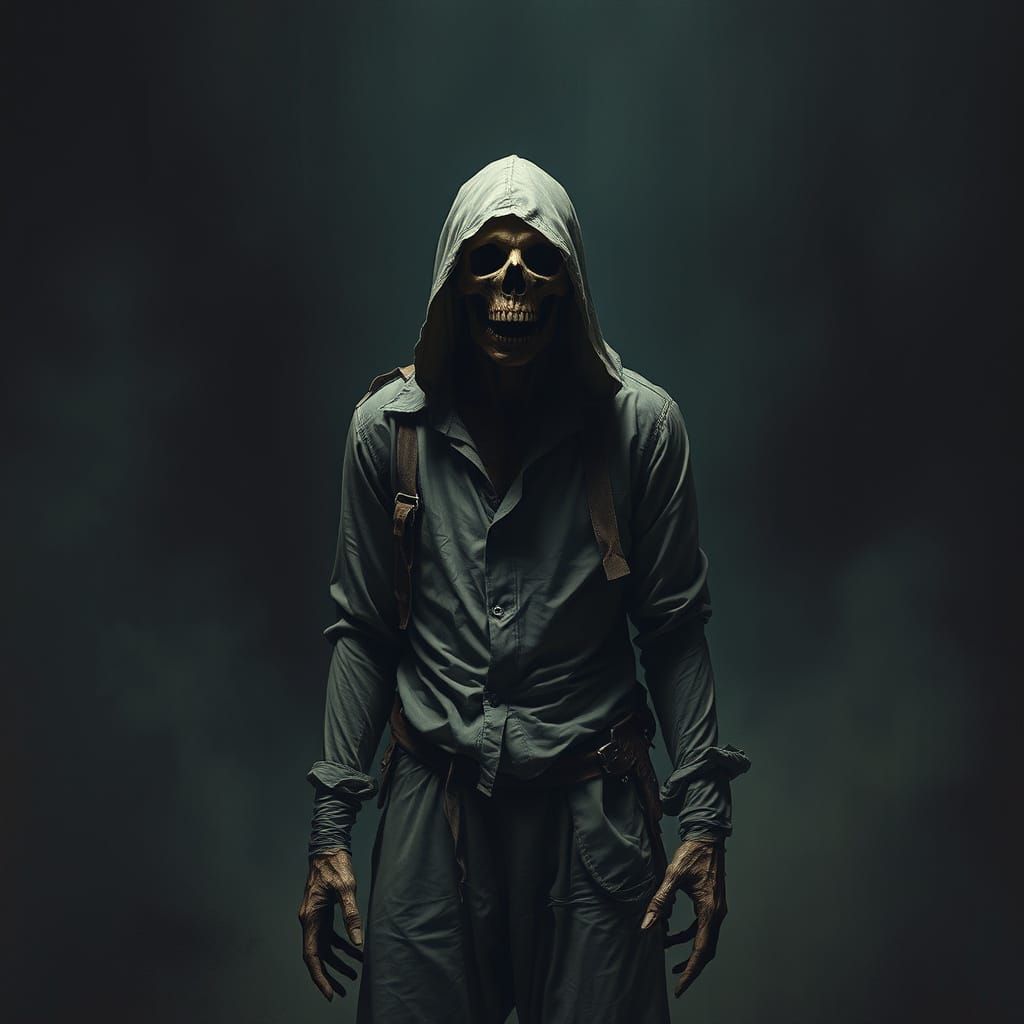 Figure Consumed by Fear in Dark Surrealist Style