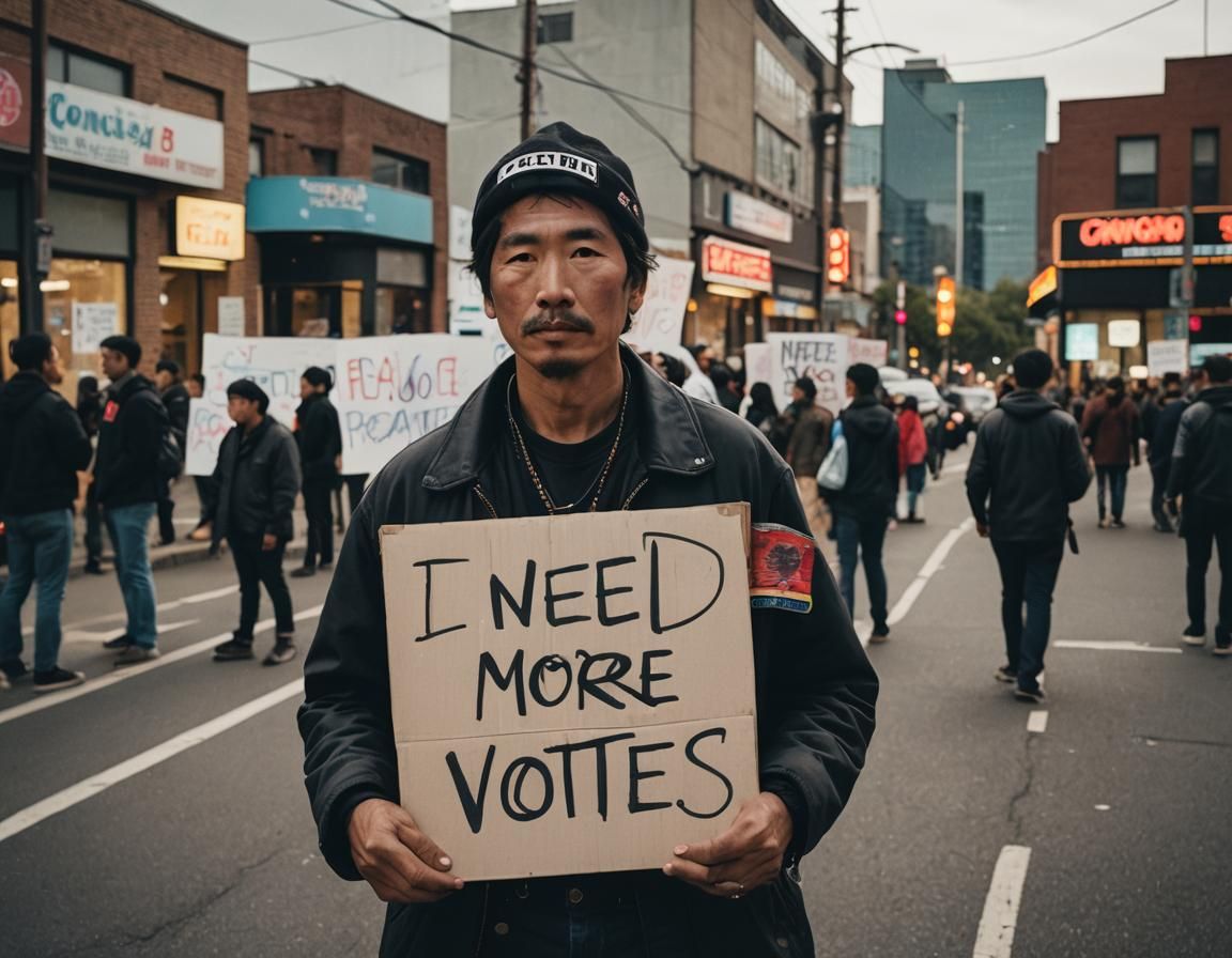 Protest Sign Art in Chillwave Style with Neon Colors