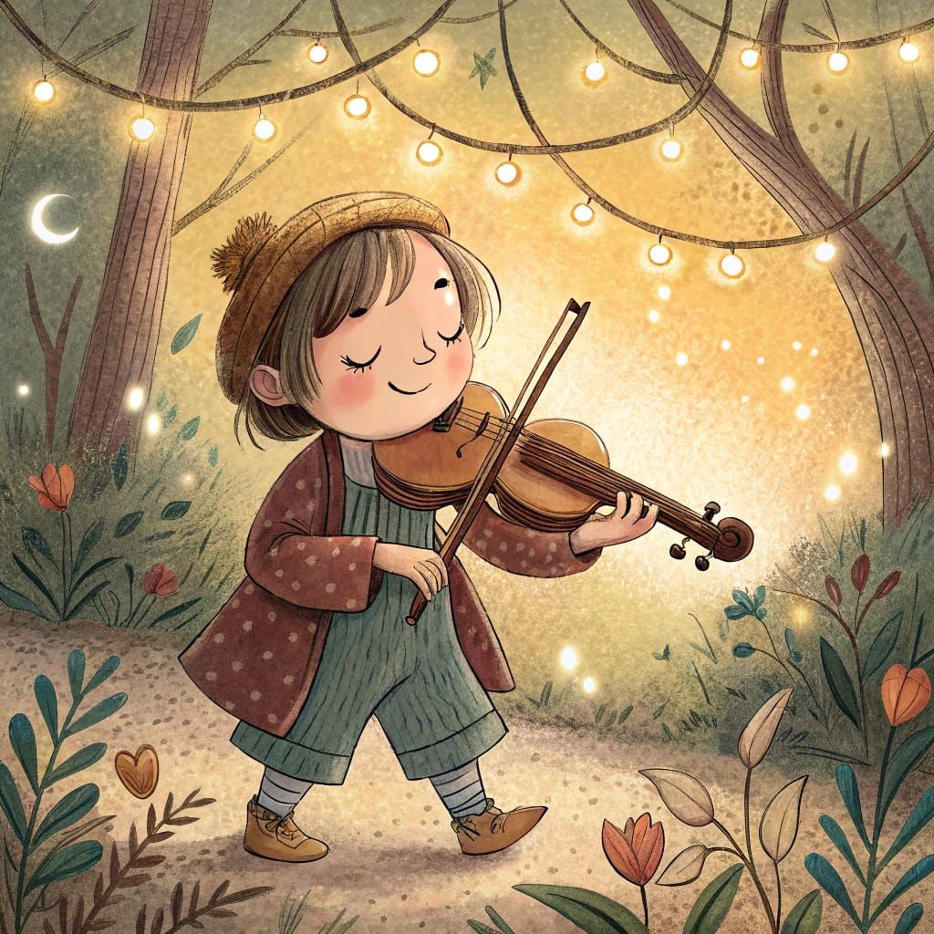 Whimsical Portrait of a Young Musician