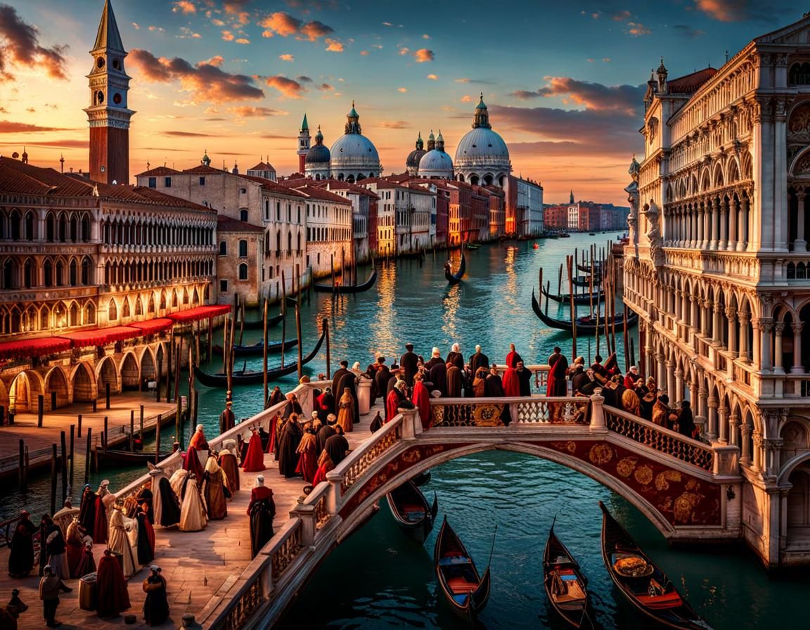 Venice Carnival: Il Ballo del Doge in Gouache Style