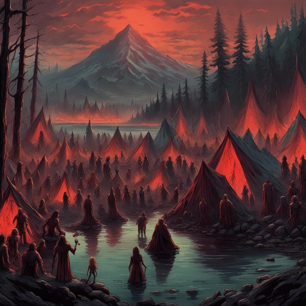 Summer camp by a lake of Lava in hell, all councillors are m...
