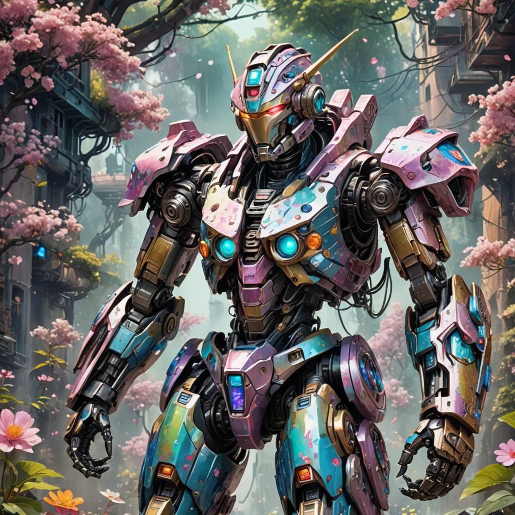 giant robot cyborg mechanized warrior