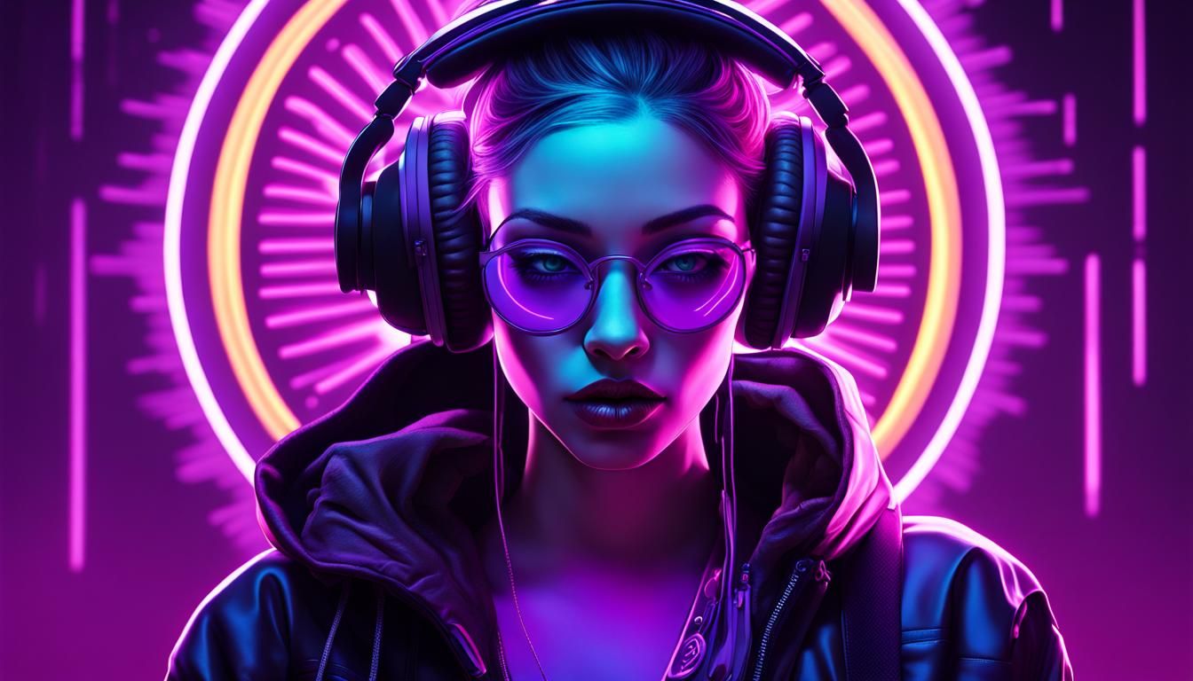 Neon Goth DJ in Cyberpunk Style