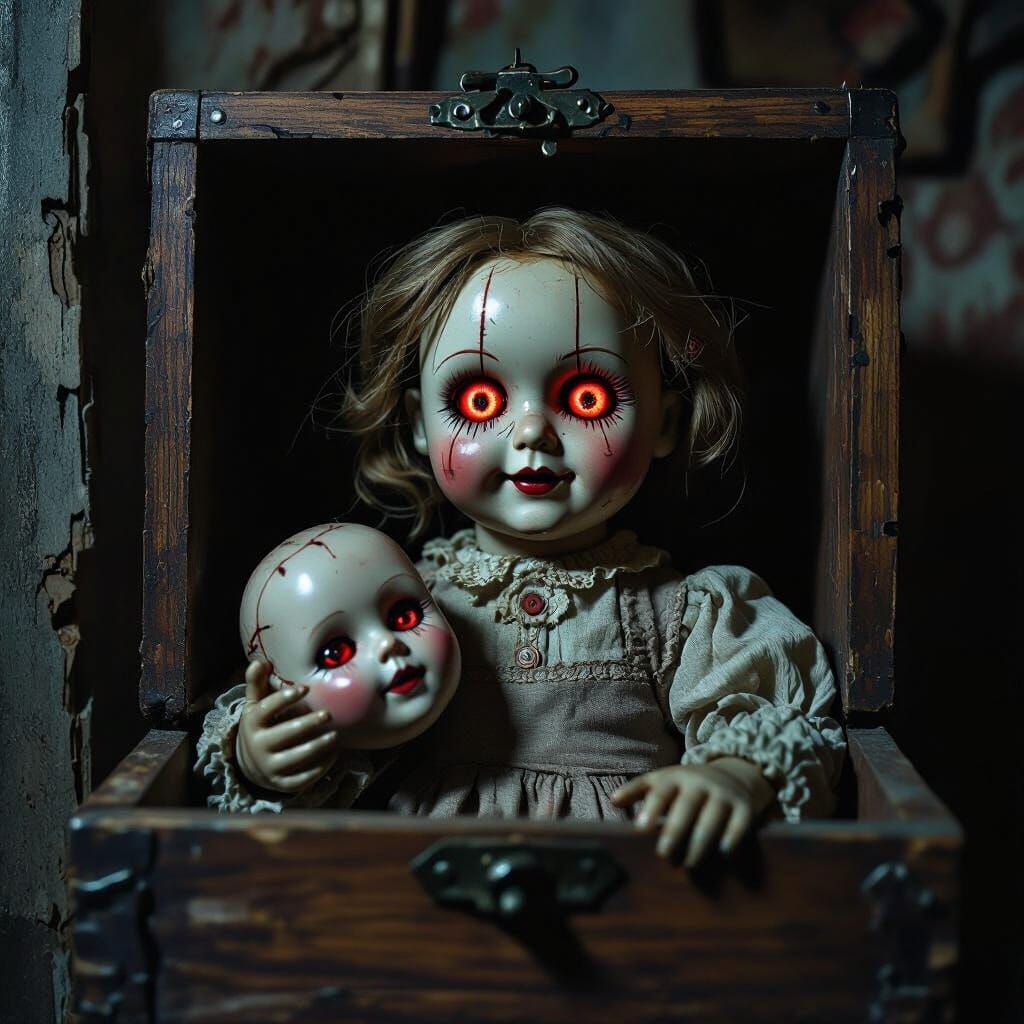 Demonic Doll Haunts Home with Glowing Eyes