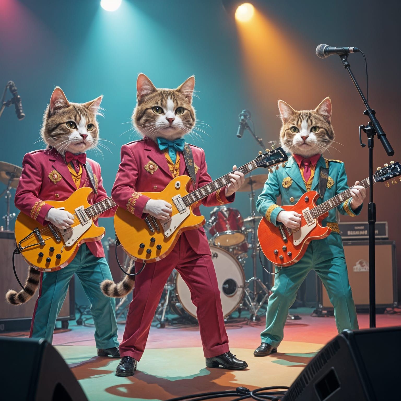 The Beatles as Cats Performing Live On Stage
