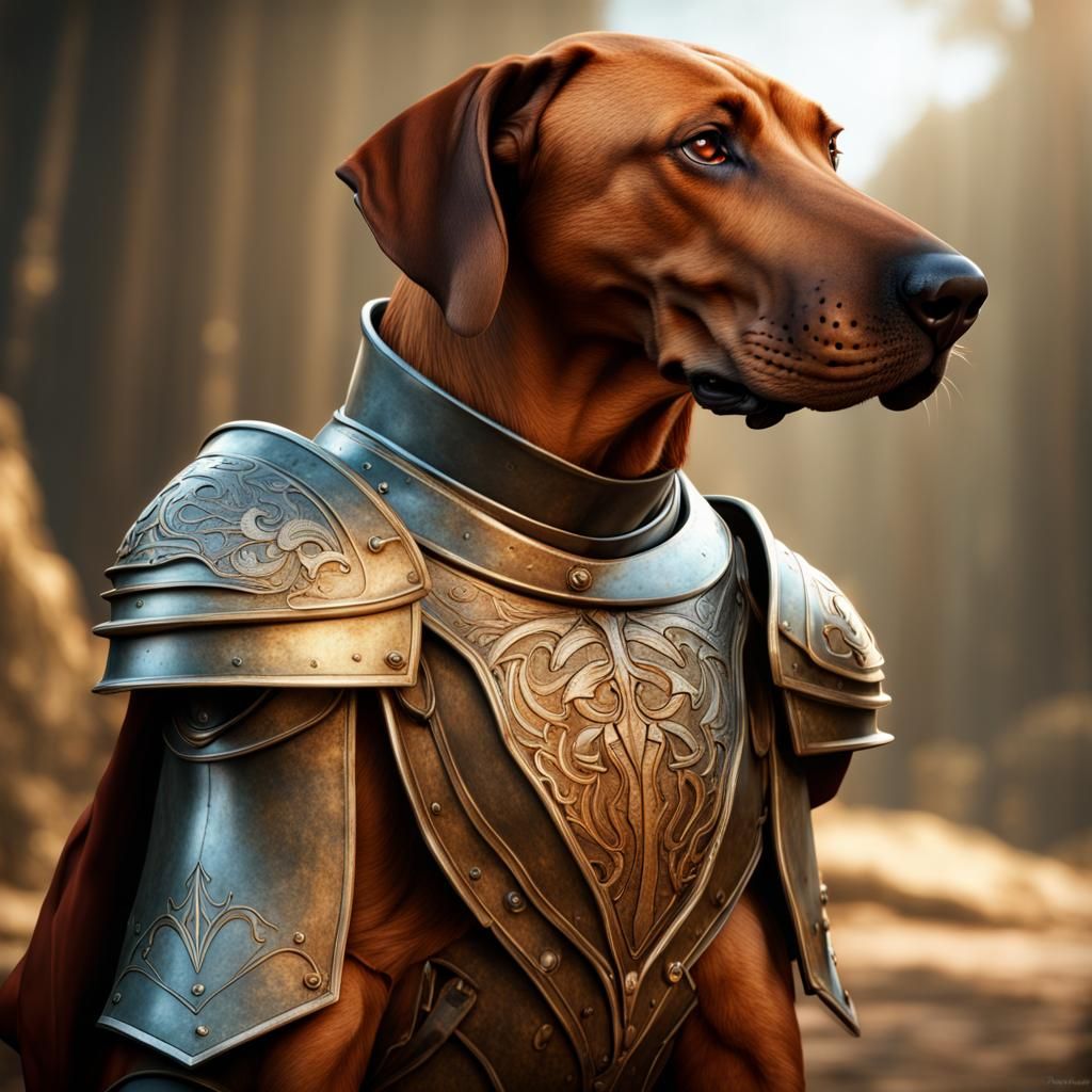 Rhodesian Ridgeback in God's Armor: Hyperrealistic Art