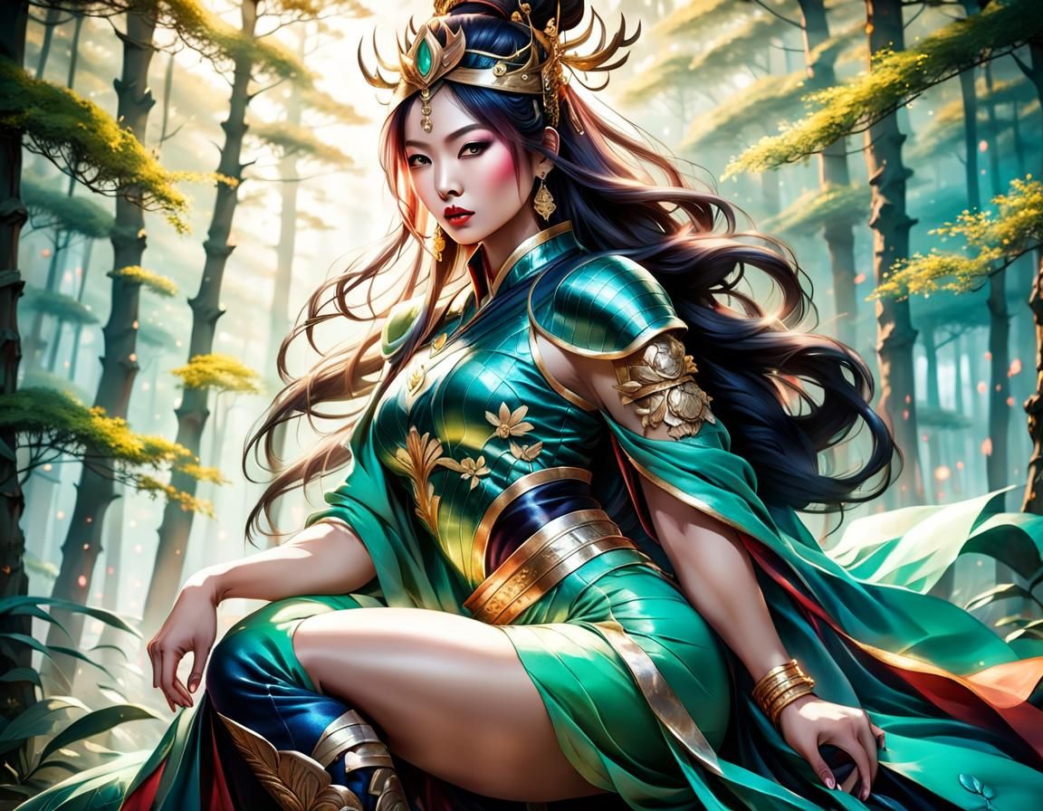 Sensual muscular bodacious beautiful asian empress, thick th...