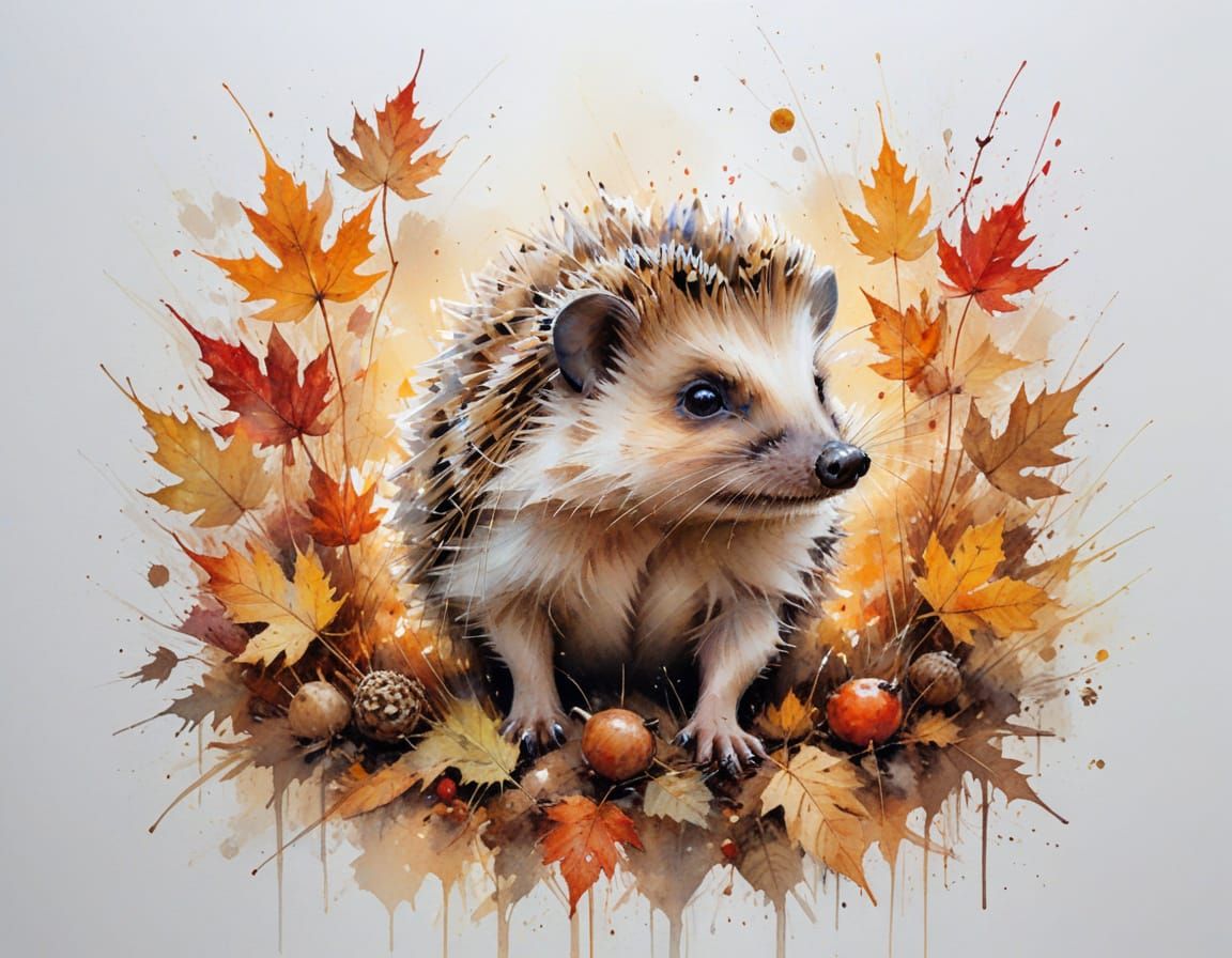 Playful Hedgehog in Golden Hour Autumn Garden