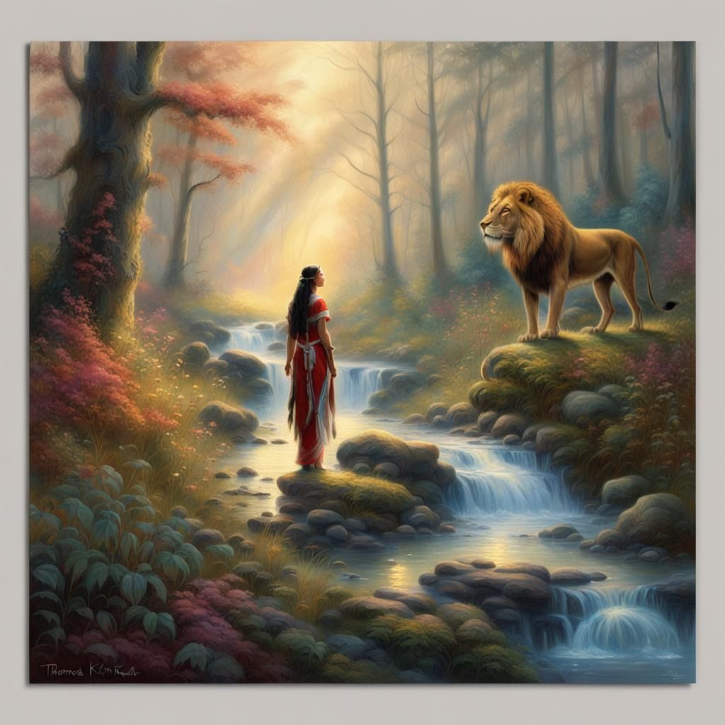 Native American Princess in Mystical Forest