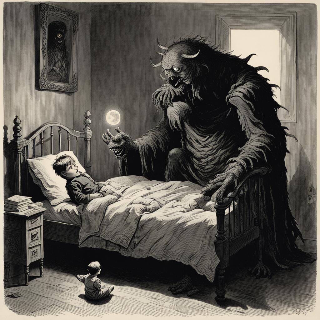 Boy Reads Bedtime Stories to Monster