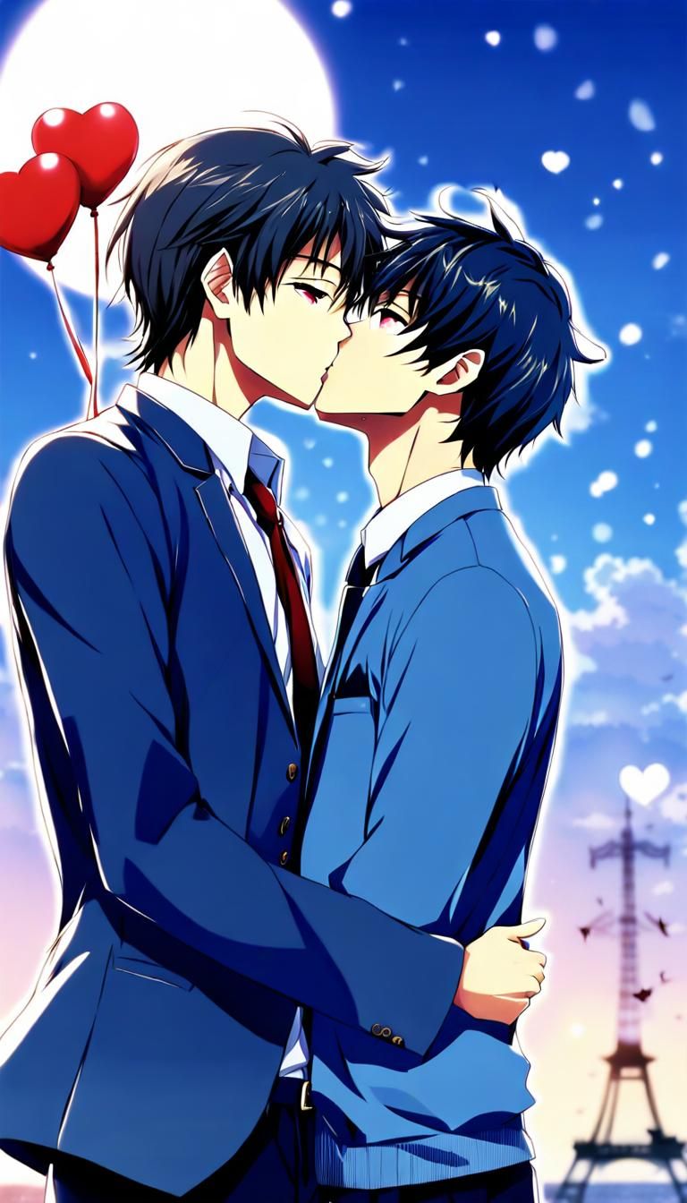 Romantic Kiss: Anime-Inspired Manga Art