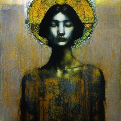 Girl Holding Grapes: Surreal Digital Portrait