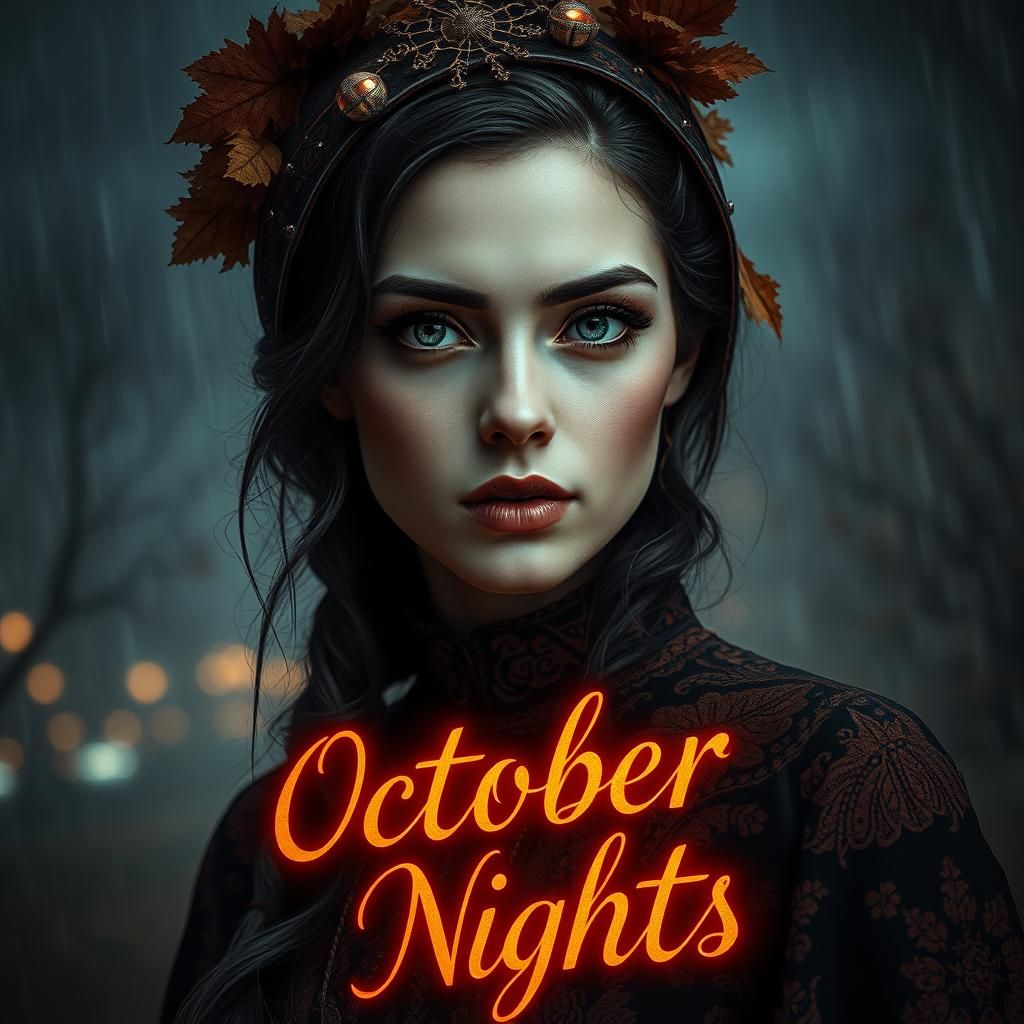 Mysterious Woman in Autumnal Attire: Fantasy Portrait