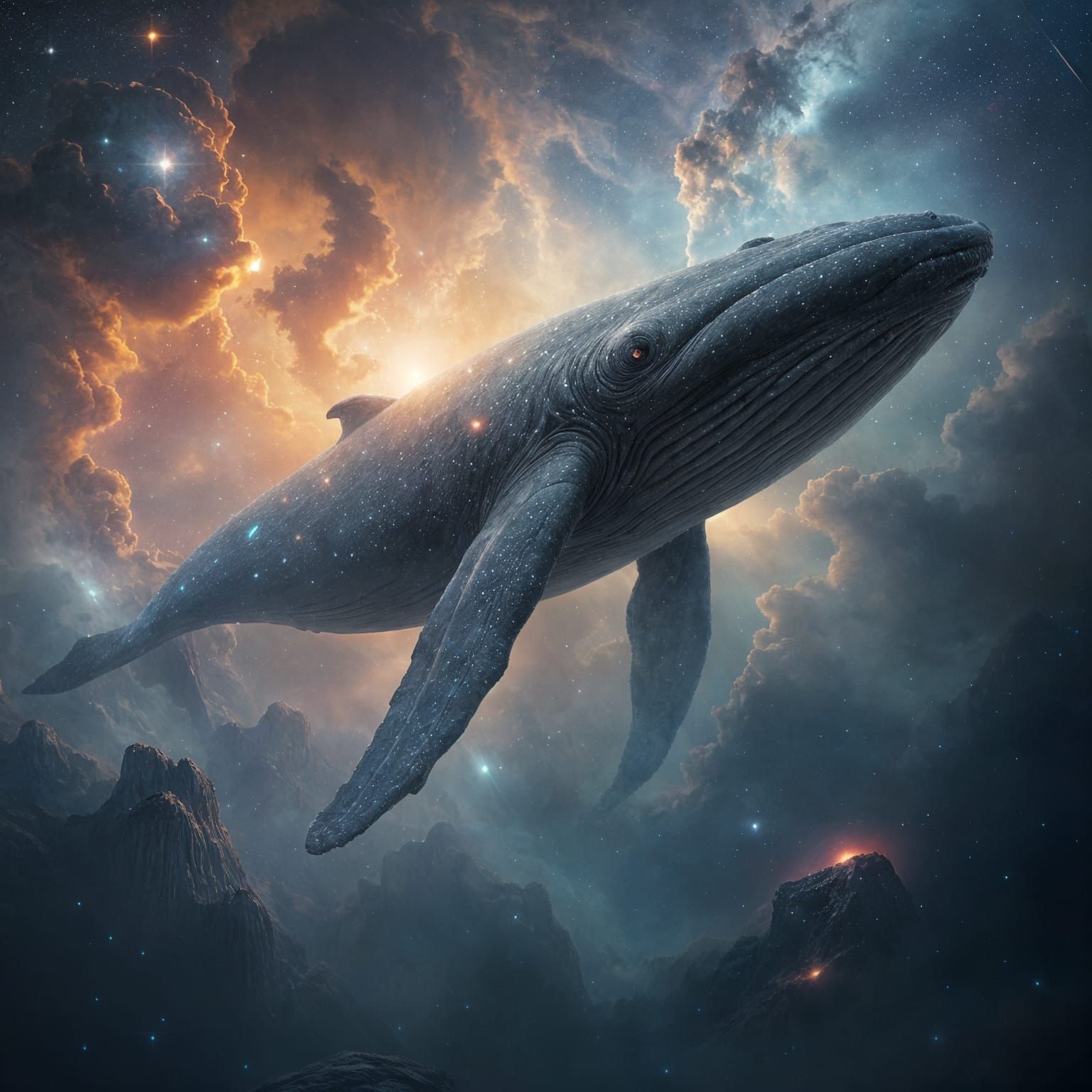 Colossal Cosmic Whale Breaching From Galactic Nebula