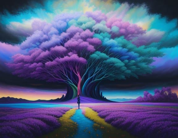 Vibrant Oil Painting of a Dreamlike Landscape