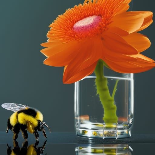 Crystal Bumble Bee on Paisley Tablecloth at Sunrise