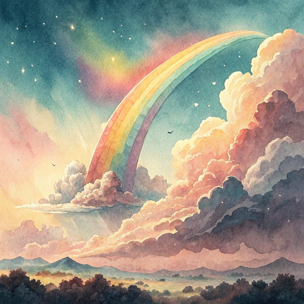 Vibrant Rainbow Covenant in Watercolor