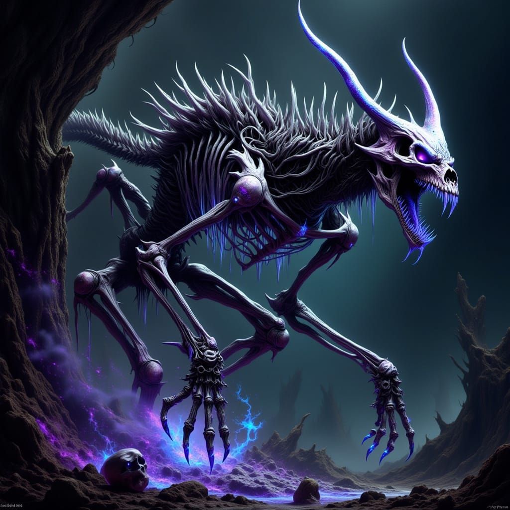 Cybernetic Abomination with Iridescent Hues and Spectral Ene...