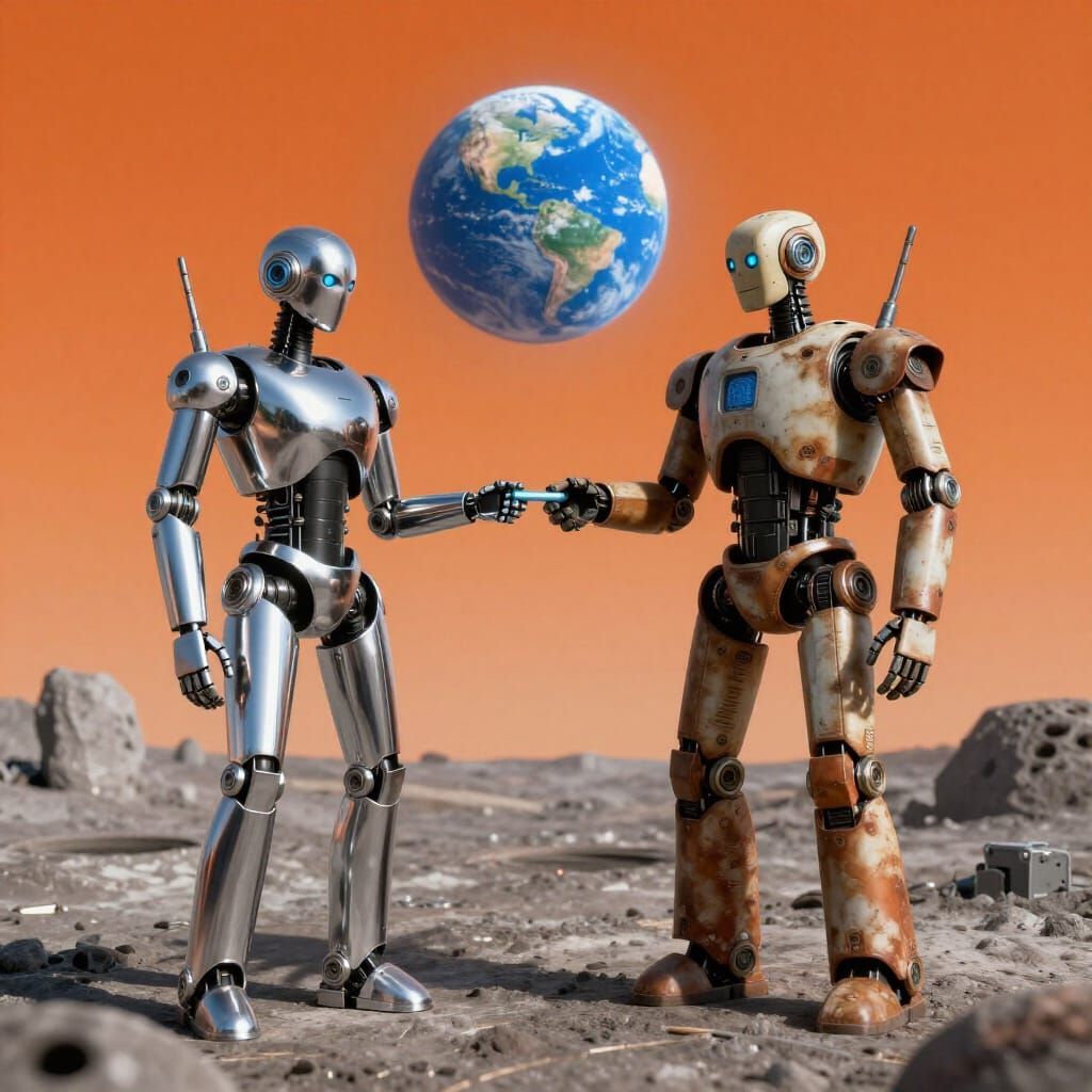 Rival Robots Share Data on Moon with Earth View