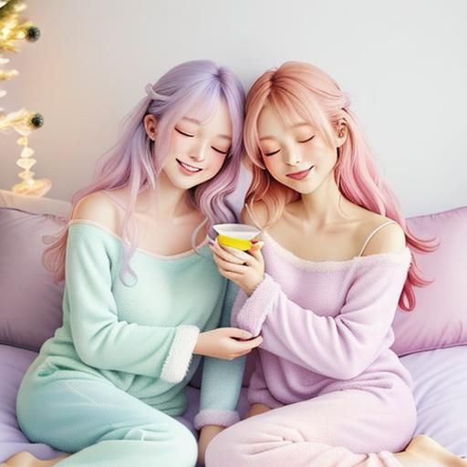 Girls having a slumber party