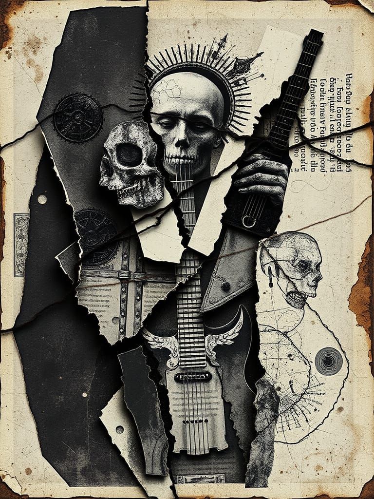 Surreal Abstract Shards in Gothic Black and White