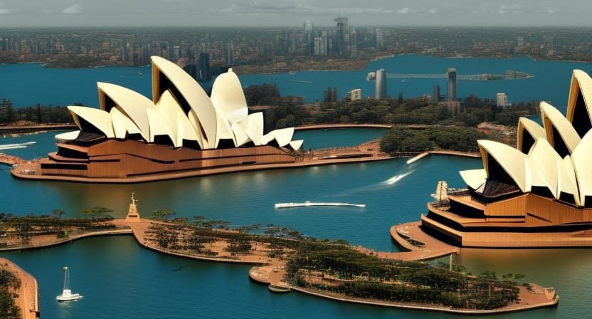 Plant-Covered Sydney Opera House Fantasy Concept Art