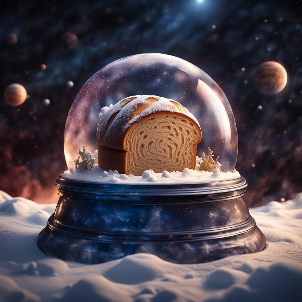 Bread Snowglobe in Outer Space: Fantasy Concept Art