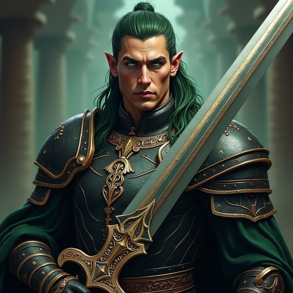 Elvish Paladin Portrait in Ornate Armor