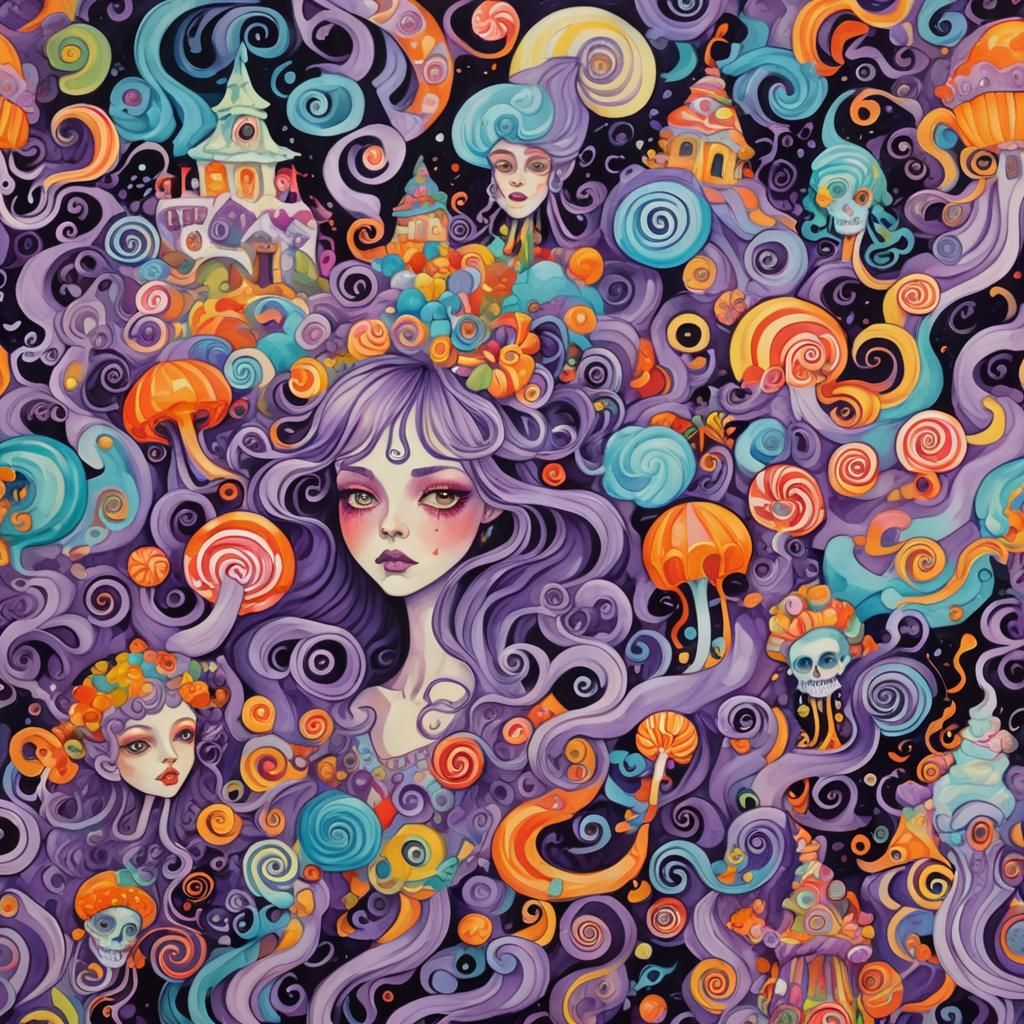 Vibrant Medusas Enjoying a Candyland Hurricane