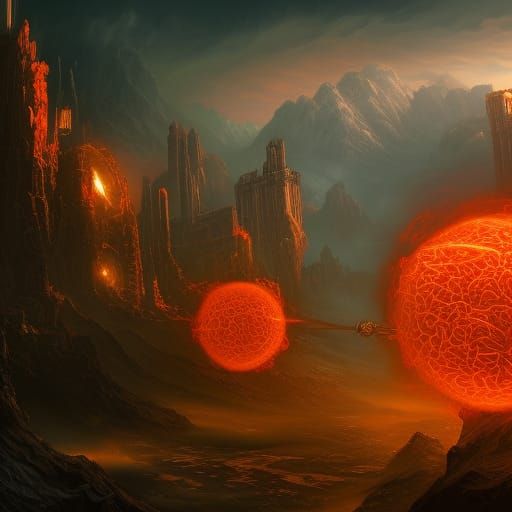Balls of Fire: Detailed Matte Painting in Fantasy Art Style