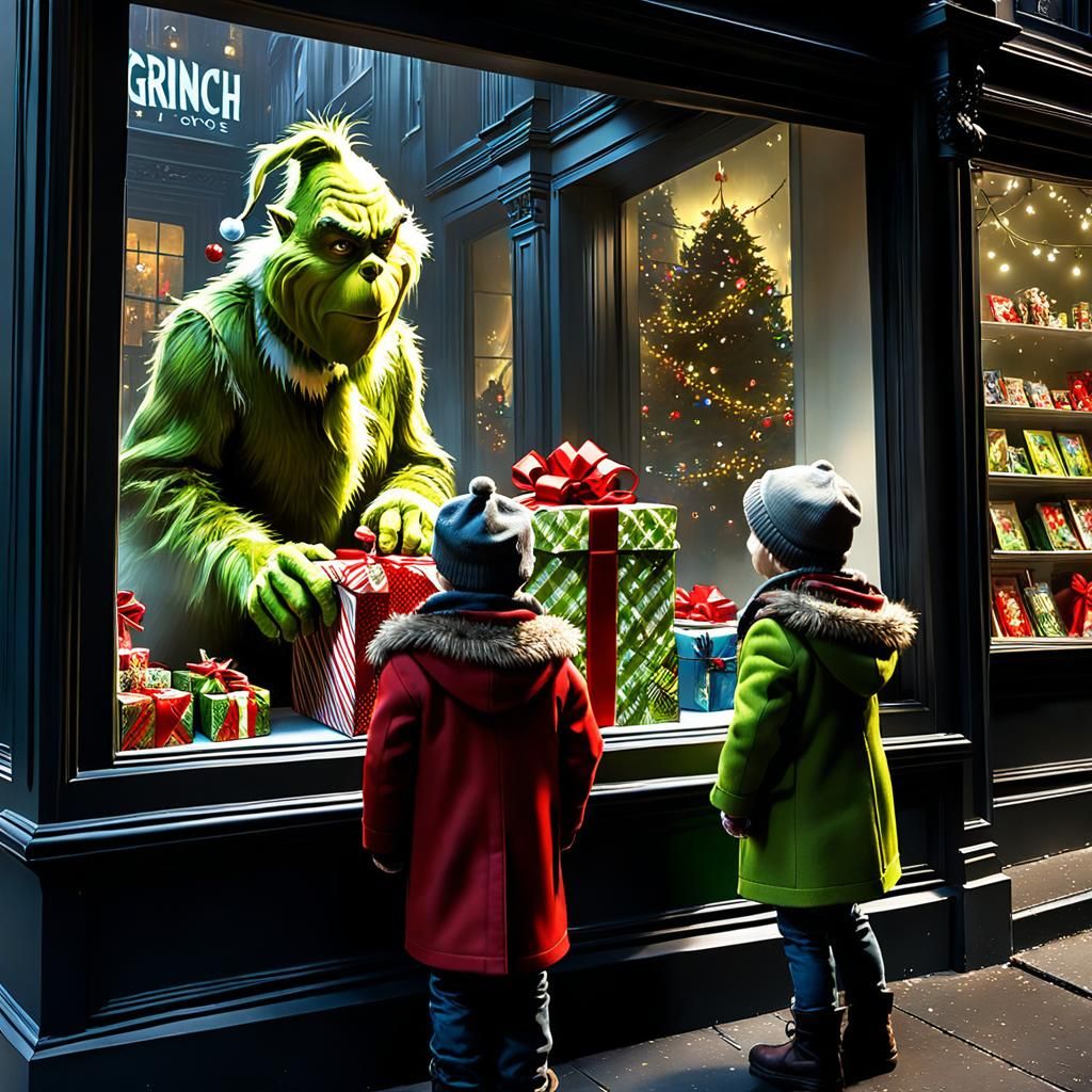 Grinch Steals Toys: Digital Baroque Window Display