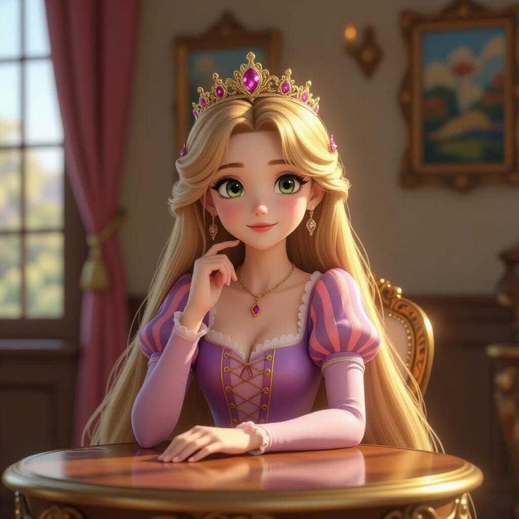Rapunzel's Crown: Detailed 3D Anime Art