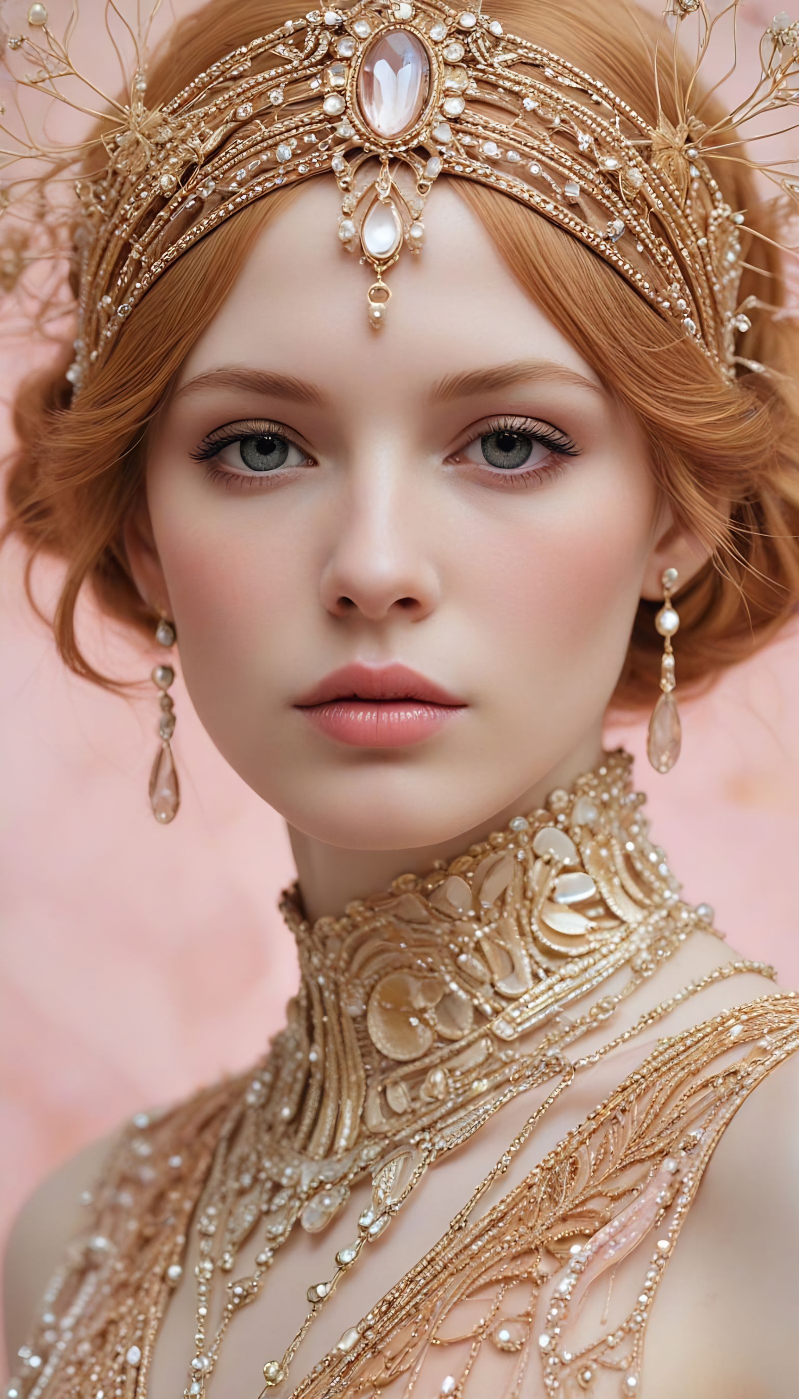 Art Nouveau Flapper Portrait in Pastel Hues