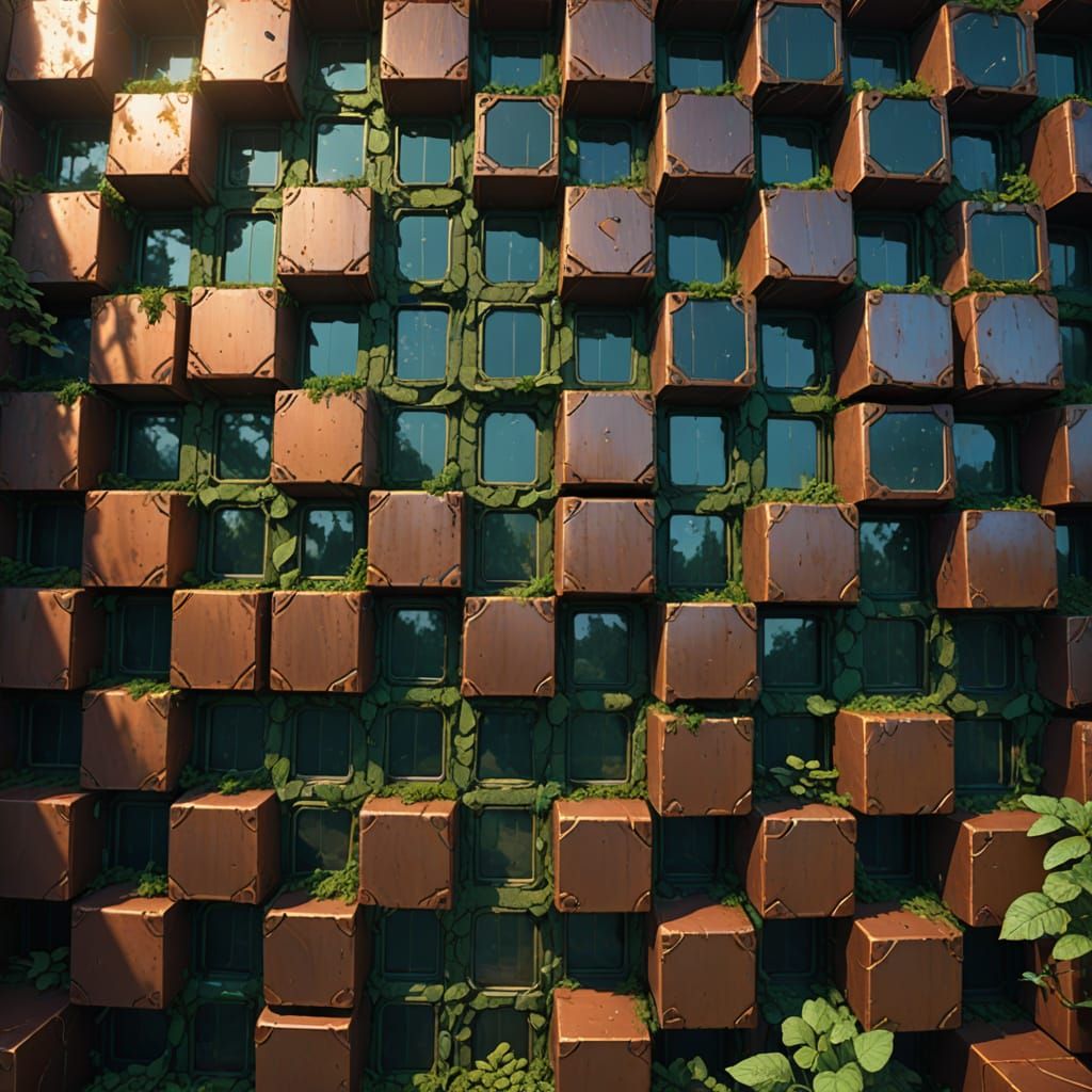 Surreal Copper Bricks in Warm Hues, Rendered in Hyper-Realis...
