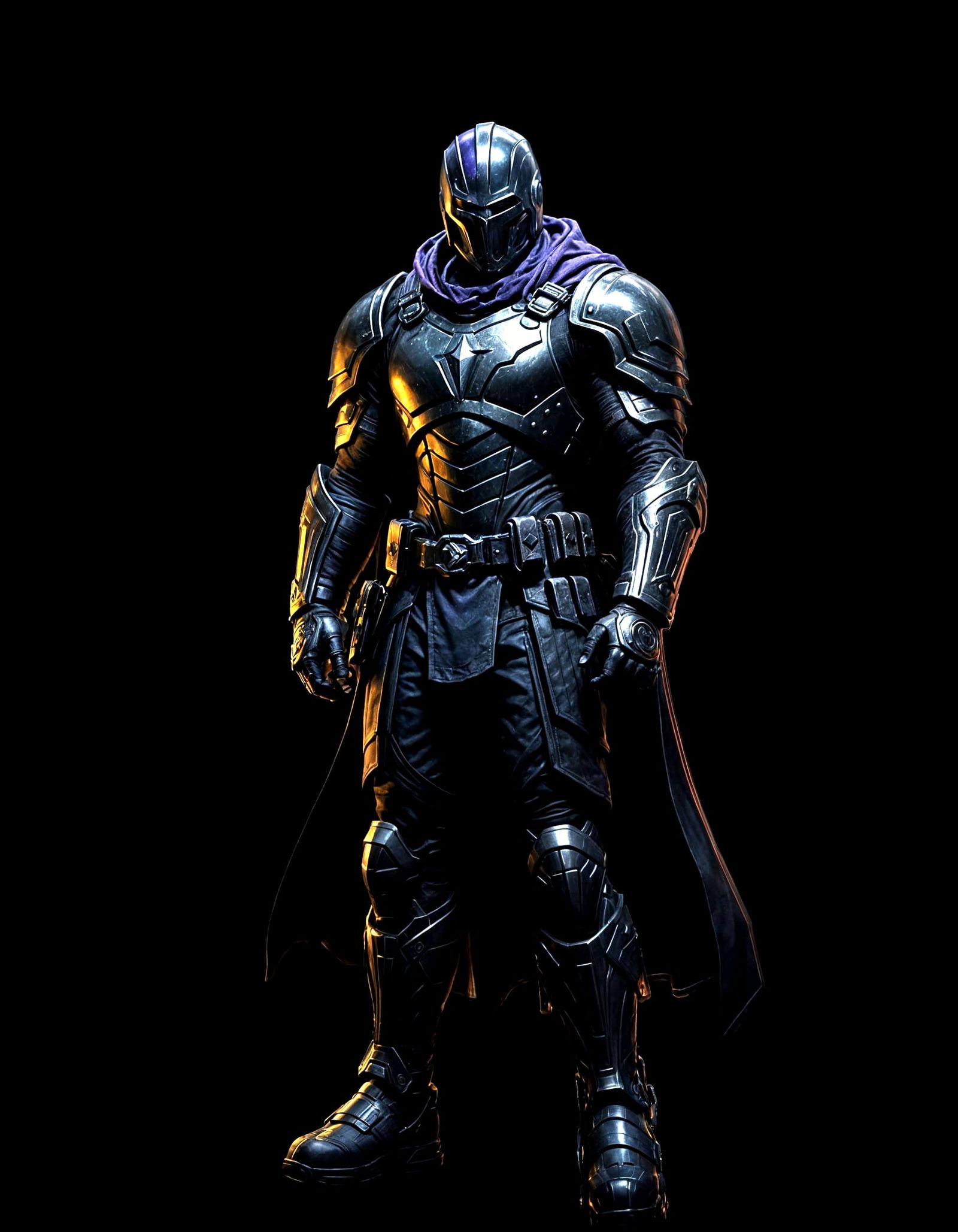 Dark Fantasy Superhero in Gritty Urban Landscape