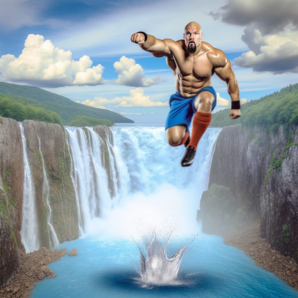 Brutal Athlete Leaps Off a Gigantic Waterfall in a Fantastic...