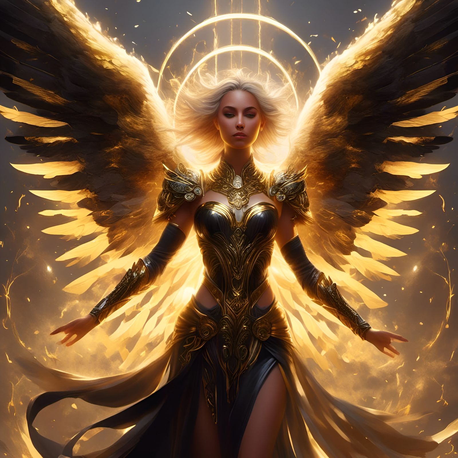 Angelic Woman with Magic Runes, Digital Art
