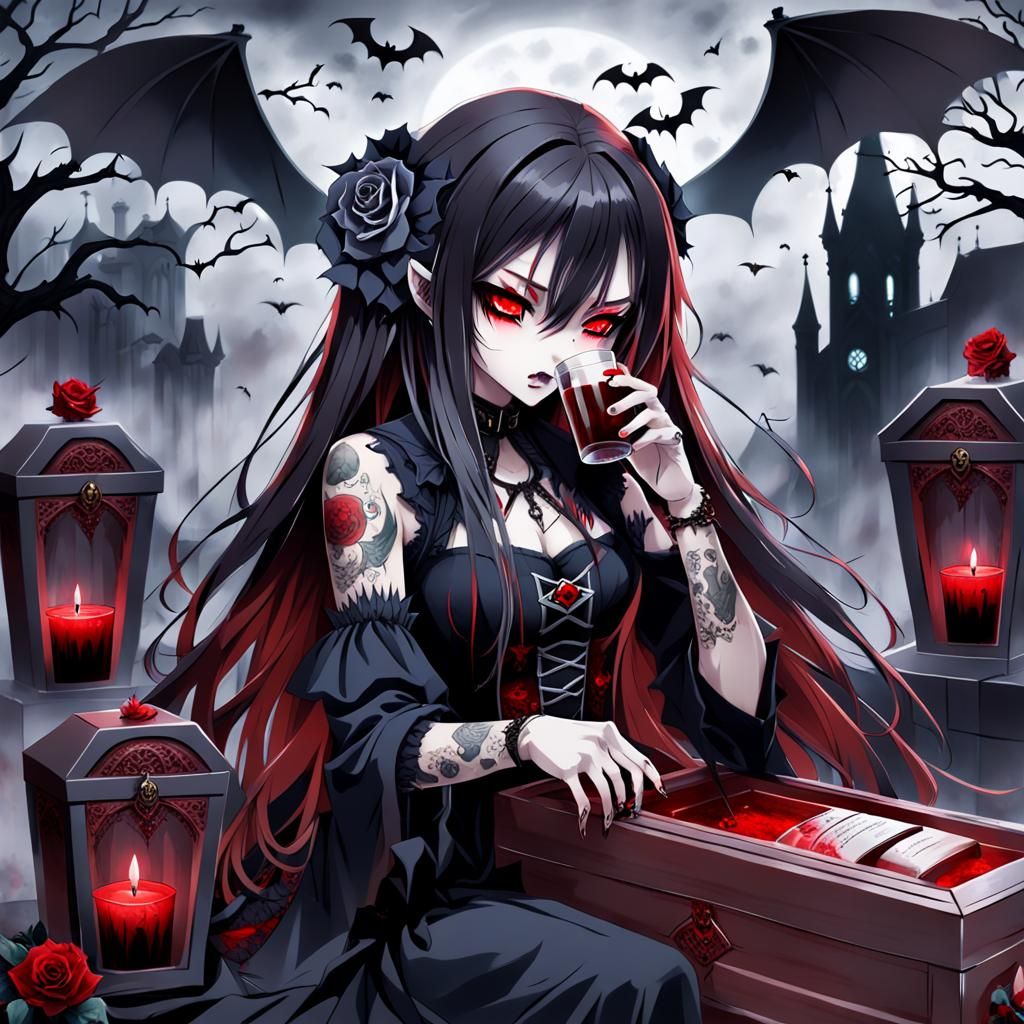 Anime Vampire Drinking Blood