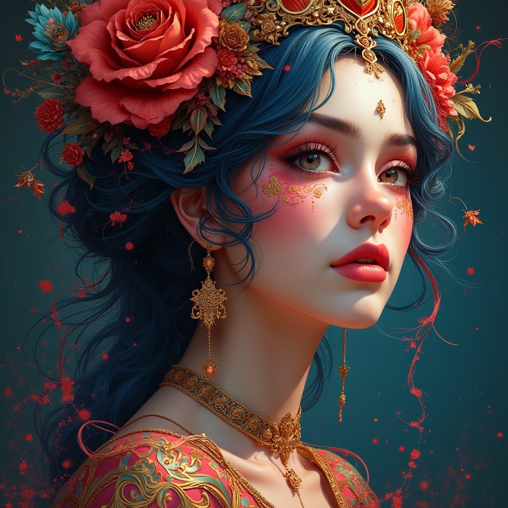 Luxurious Hyper-Realistic Portrait in Vibrant Colours