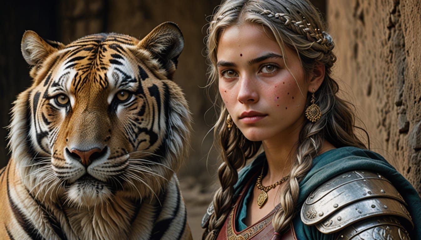 Ranger with White Tiger in Schoeller Style