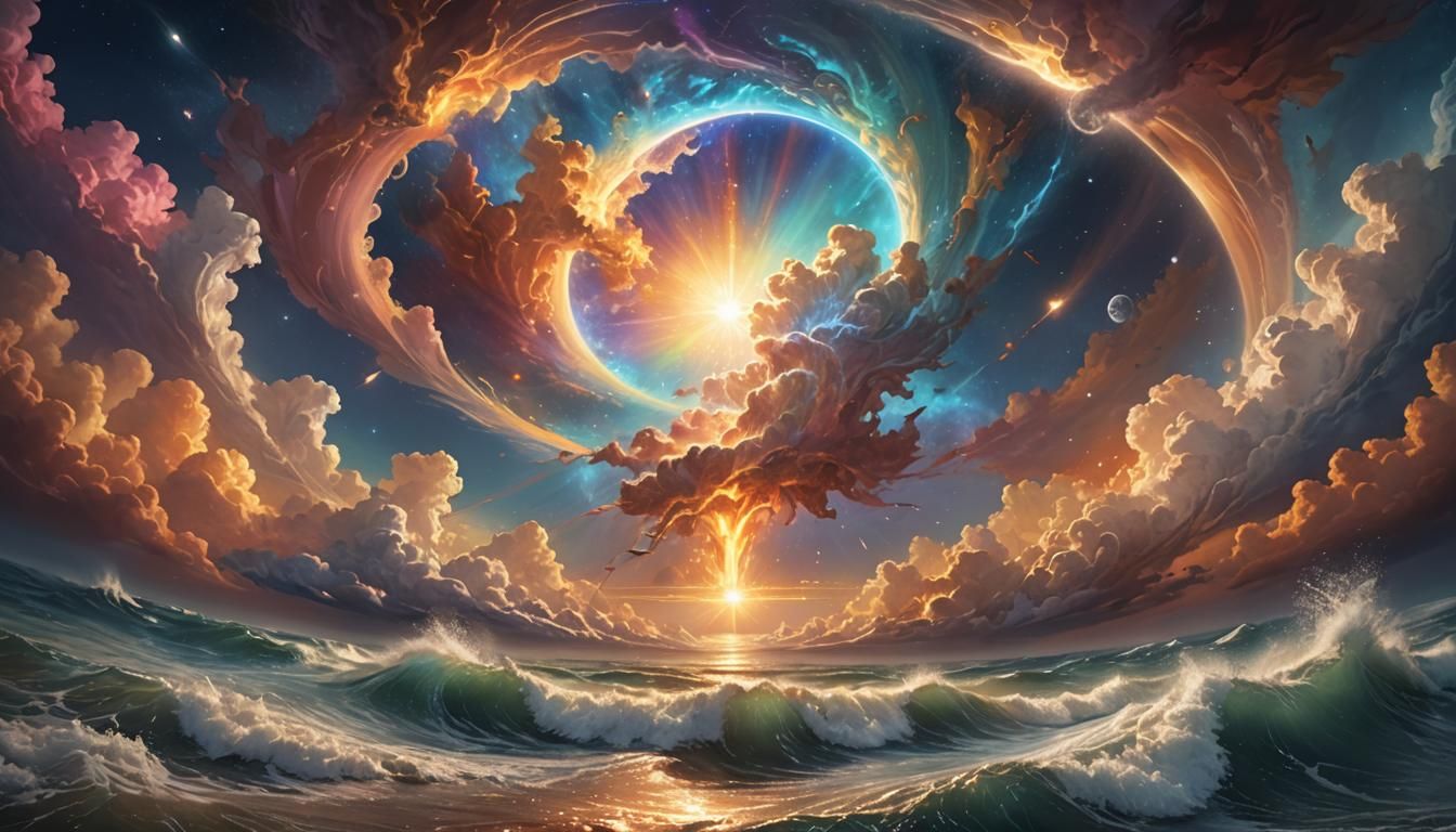 God Creating Heavens: Detailed Digital Concept Art