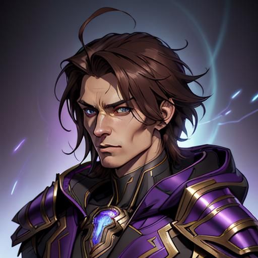 Young Man in Futuristic Purple Armor, Hyperdetailed Art