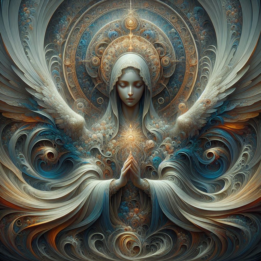 Powerful Holy Mary in Detailed Matte Painting Style