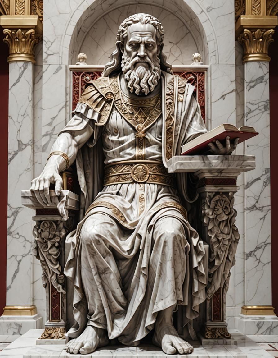 Moses Statue in White Marble, Art Deco Style