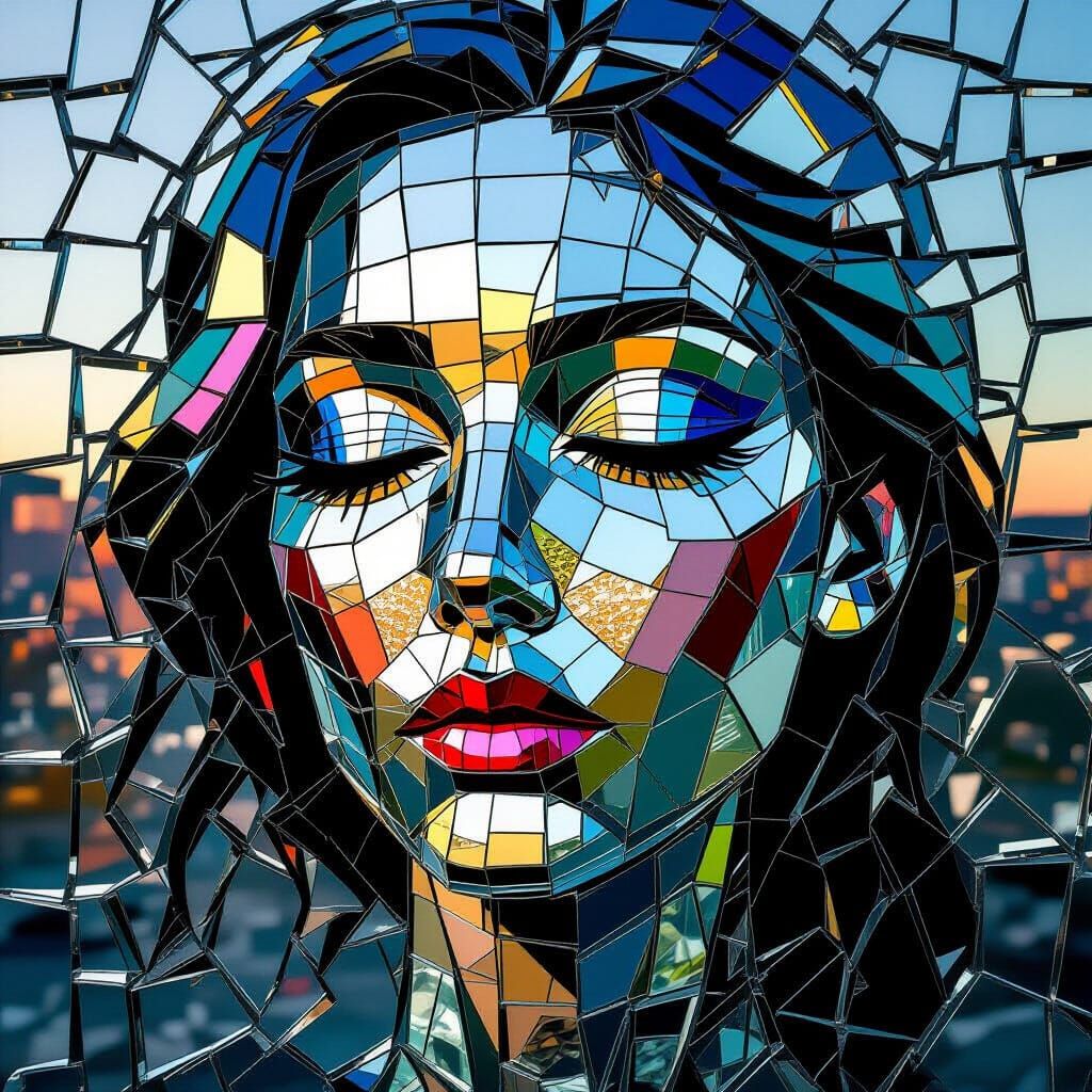 Breathing Mosaic of Mirror Shards: Animated Reflections