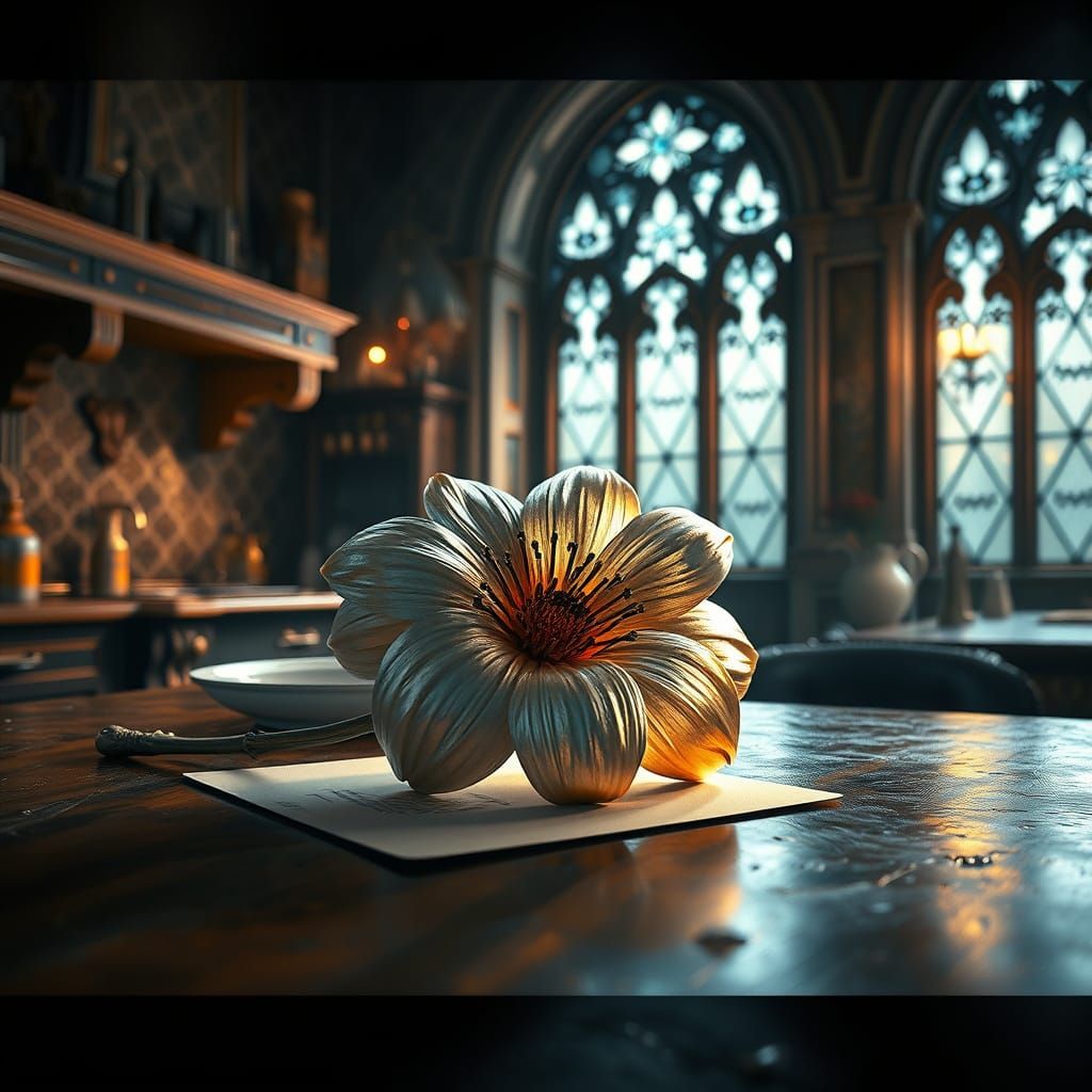 Ethereal Gothic Bouquet Concept Art in Triadic Colors