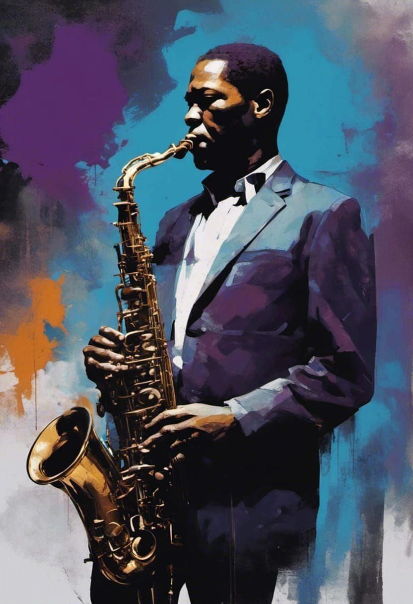 John Coltrane Saxophone Portrait in Digital Art Style