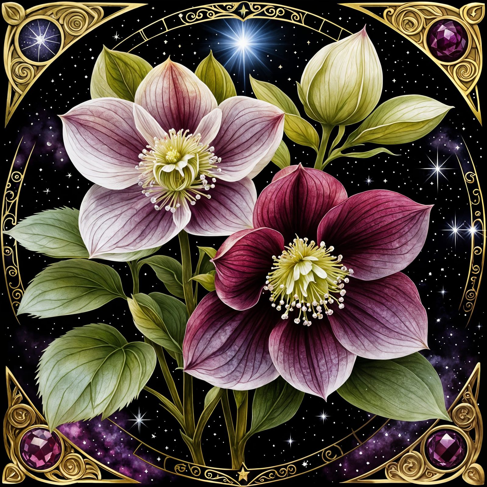 Fantasy Hellebore Tarot with Crystal Cathedrals