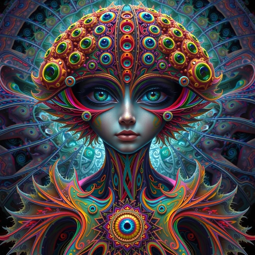 Neon Fractal Eye: Hyperrealistic 64MP Image