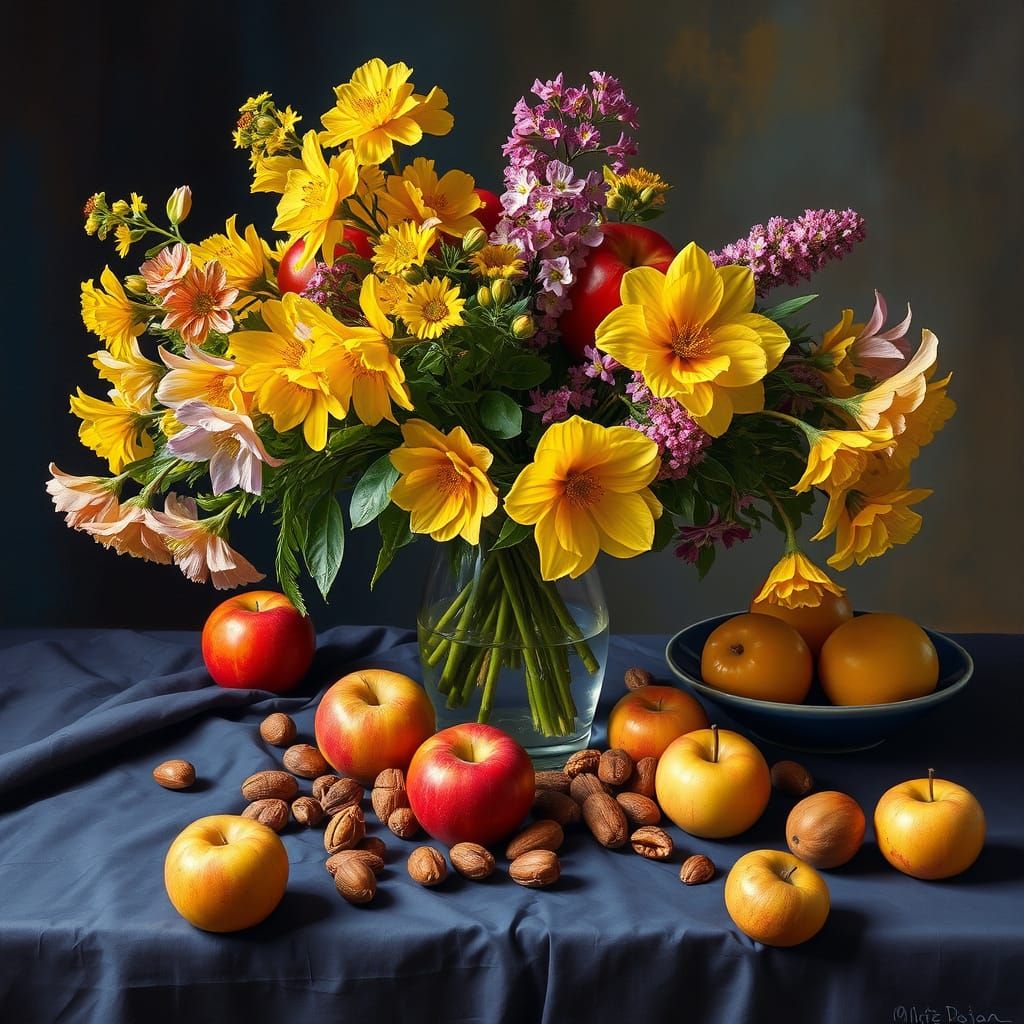 Flowers and Apples Still Life (3)